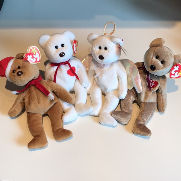 Set of 4 Ty Beanie Baby Babies bears - Picture 2 of 11